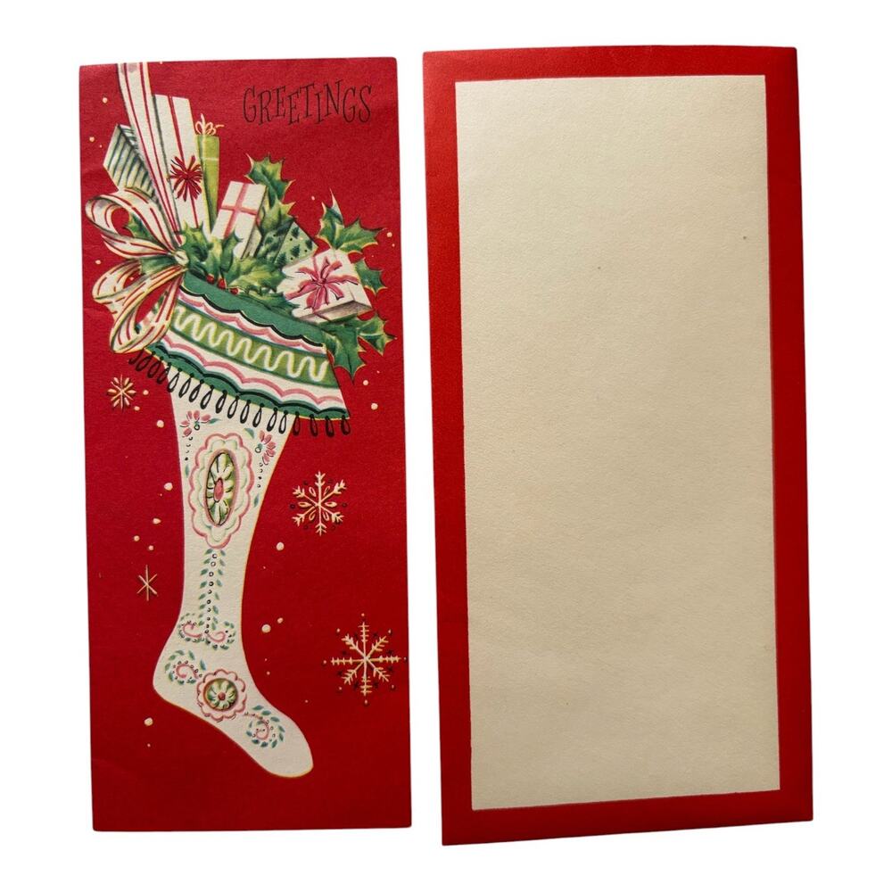 1960's MCM Hampshire Snowman Colorful Christmas Blank Greeting Card NEW! Vintage